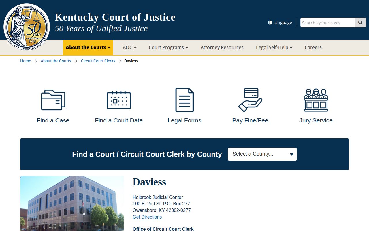 Daviess County court record and booking disposition information