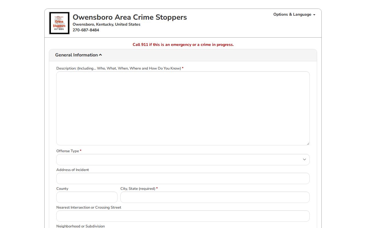 Daviess County anonymous wanted-person tip form